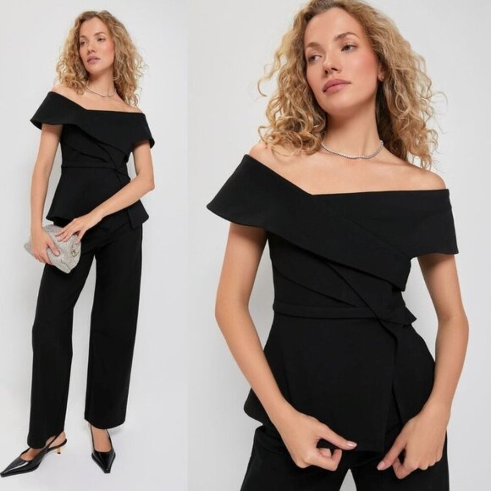 Off-Shoulder Black Peplum Top - Tuckernuck